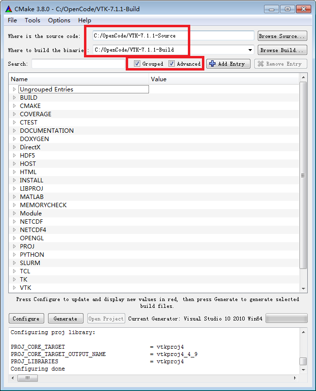 VTK7.1+CMake+VS2010编译-002