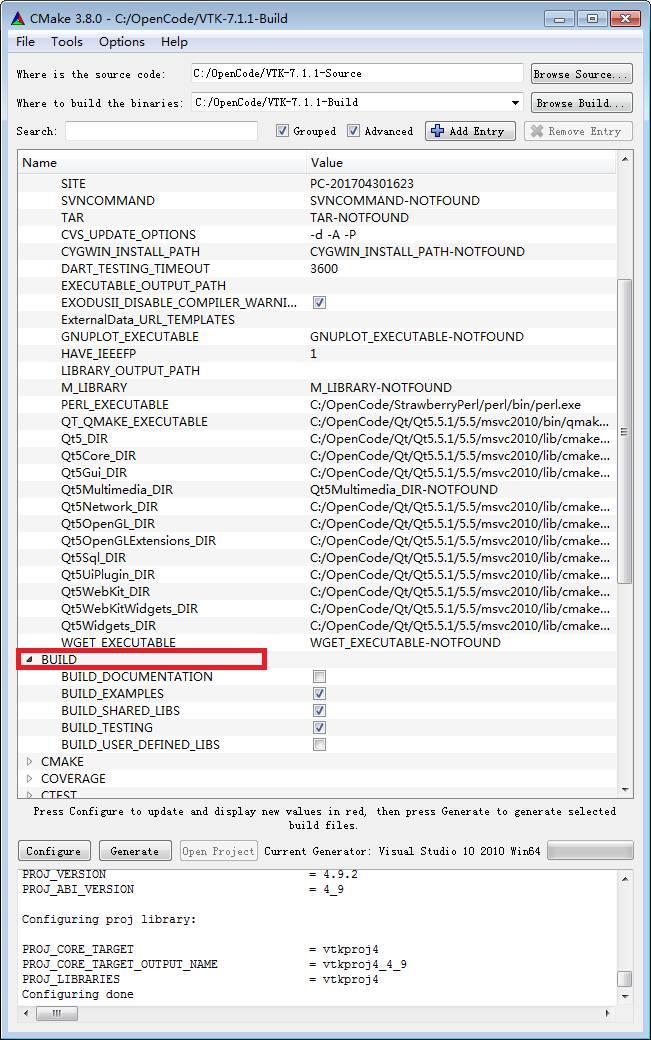 VTK7.1+CMake+VS2010编译-004