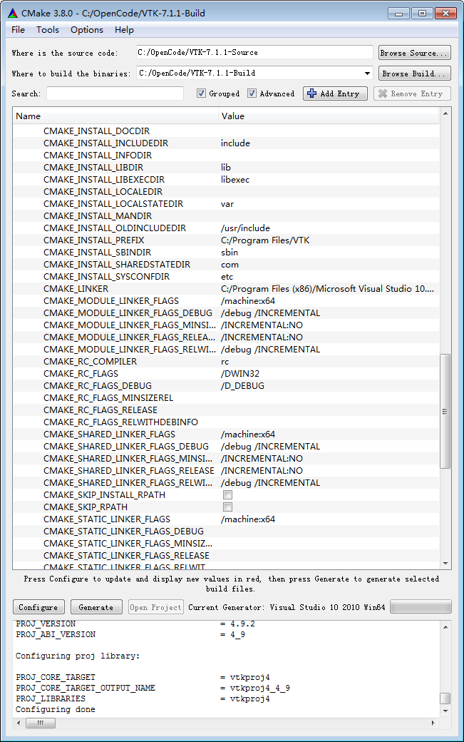 VTK7.1+CMake+VS2010编译-006